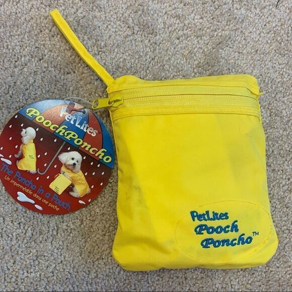 Nwt Petlites Poochponcho yellow small breed dog raincoat multiple sizes - Picture 3 of 4